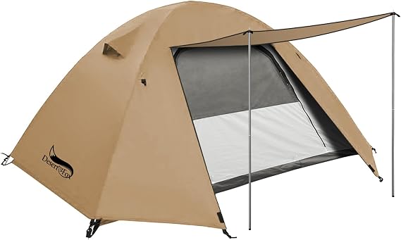DesertFox tent 2-3 person 4000mm water resistant dome tent with front room camping tent compact lightweight water repellent material double layer structure 4 seasons easy-to-use ultra-lightweight UV cut freestanding breathable windproof rain tooling dome camping tent