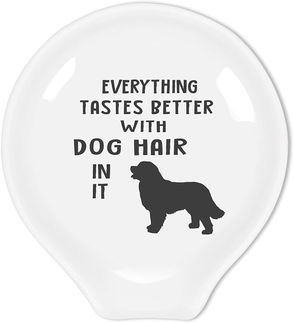 Littlefa Funny Golden Retriever Dog Coffee Spoon Rest-Cute Everything Tastes Better with Dog Hair in It Ceramic Coffee Spoon Holder-Gifts for Golden Retriever Dogs Lovers