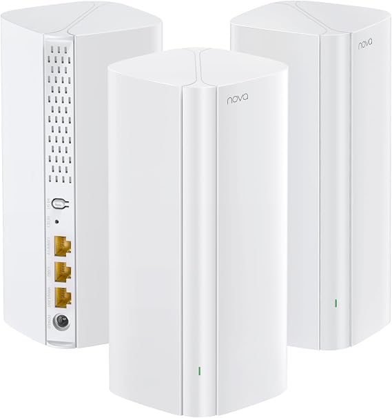 Tenda Nova MX12 Mesh WLAN WiFi 6 Sistemi - AX3000 Çift Bant WLAN Mesh Sistemi, 4-6 Yatak Odalı Evler için Önerilir, 9X Gigabit Bağlantı Noktası - WLAN Yönlendirici ve Tekrarlayıcı Yerine Geçer - Alexa