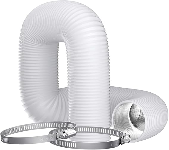 4 Inch (100mm) Flexible Aluminum PVC Ventilation Ducting Hose - 5m White Air Duct Pipe for Extractor Fan, Hydroponics, Grow Tents, Dryer Vents