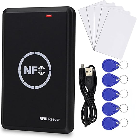 TO BE SECOND JASAG New Version Smart Card Copier, RFID Reader Writer, NFC Reader, 125KHz Duplicator, 13.56MHz Encrypted Decoder, with USB & Writable Key Fobs Cards, Free Software, Black (JASAG-N6+10)