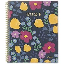 Mead 2023-2024 Academic Planner, Weekly & Monthly, 8-1/2" x 11", Large, Monthly Tabs, Pocket, Flexible Cover, Customizable, Caprice, Purple Floral (1319B-901A)
