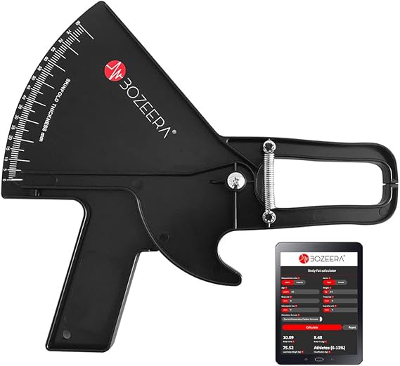 [Body Fat Caliper PRO] / Skinfold Caliper PRO - Inclusive Free Software, Video Interpretation and English Manual - BOZEERA©. Premium-Version for Calculating Body Fat Percentage.