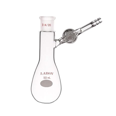 Pear Schlenk Flask, 50mL, 14/20 Outer Joint, Glass Stopcock | Small-batch Schlenk work | Efficient recovery | Grease-sealed glass stopcock