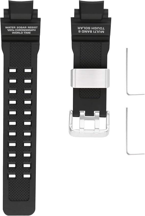 Resin Watch Band Compatible for Casio 16mm 10493622 GA-1000 GA-1100 GW-A1000 GW-A1100 GW-4000 G-1400 GWA-1000 Strap with Stainless Steel Buckle Replacement for men and women wirst watchband