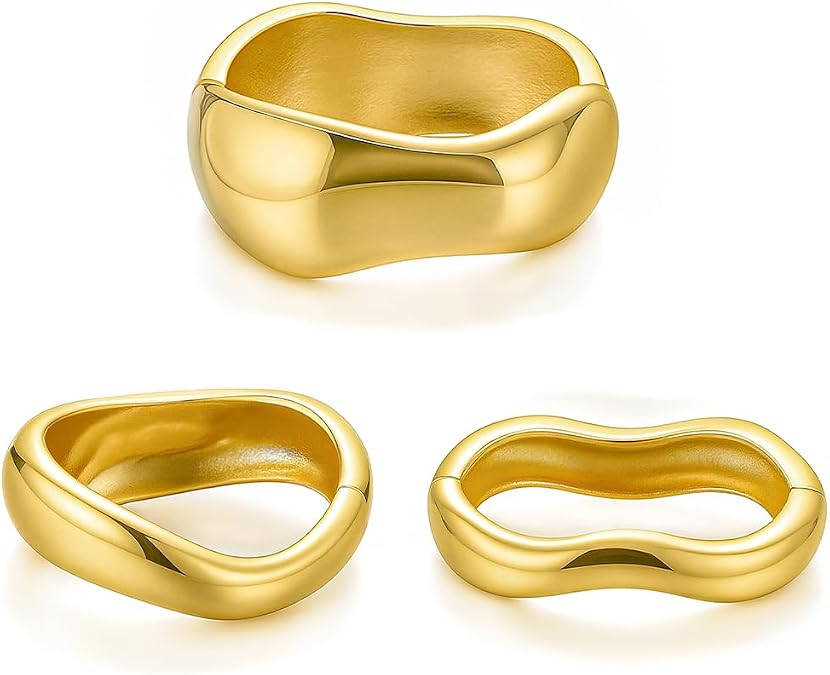 Chunky Gold Bangle Bracelets for Women Trendy Silver Irregular Statement Cuff Bracelets Stack Wide Wire Minimalist Fashion Jewelry