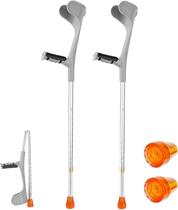 1 Count/1 Pair Forearm Crutches for Adults Folding Forearm Crutches Lightweight Height Adjustable Non-Slip Forearm Crutch