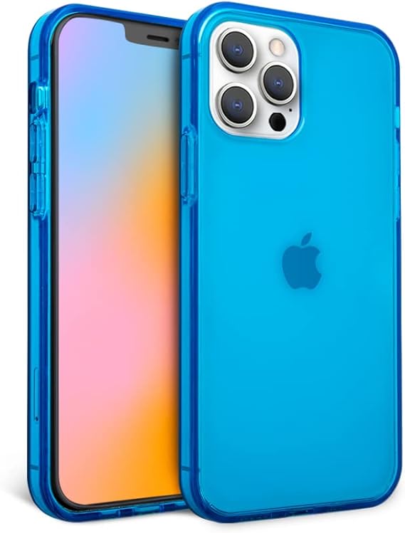 Felony CASE - iPhone 12 / iPhone12 Pro Neon Blue Clear Protective Case, TPU and Polycarbonate Shock-Absorbing Bright Cover - Crack Proof with a Gloss Finish - Full iPhone Protection