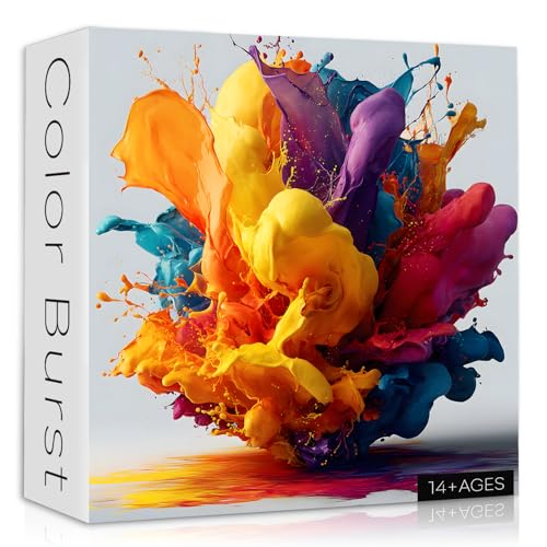 Impossible Puzzles for Adults 1000 Pieces, Larkipuzz Art Gradient Rainbow Puzzle, Unique Paint Splatter Jigsaw Puzzles for Home Decor