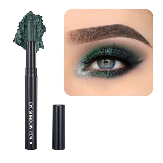 SAUBZEAN Green Eyeshadow Stick Makeup, Cream Shimmer Eye Shadow Pencil, Hypoallergenic Waterproof Long Lasting Crayon, Smooth Glitter Primer Palette Eyeliner Make up