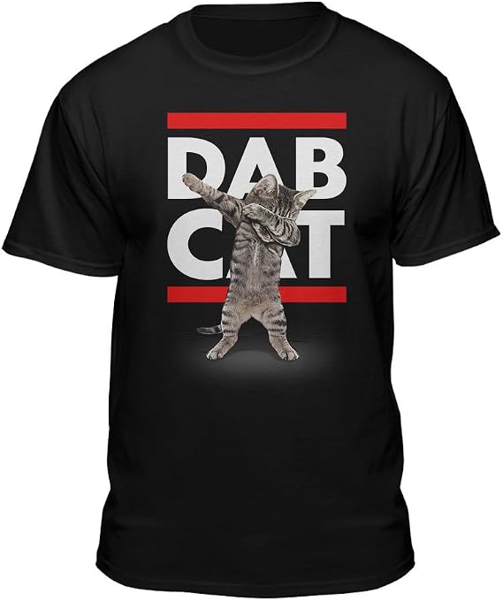 DAB CAT Funny Men's Black Red & White T-Shirt