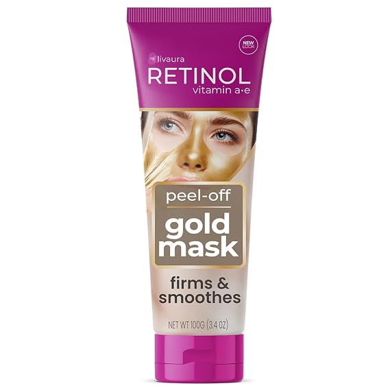 LIVAURA Retinol Gold Peel Off Mask - Blackhead Remover for Clogged Pores | Deep-cleansing gold peel-off mask that lifts blackheads, unclogs pores and removes impurities - purifying mask for women