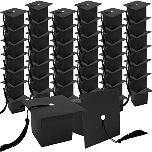 Phedrew 100pcs Graduation Candy Boxes Cap Gift Candy Sugar Boxes Graduation Party Favors for Class of 2025 Party Supplies BLACK