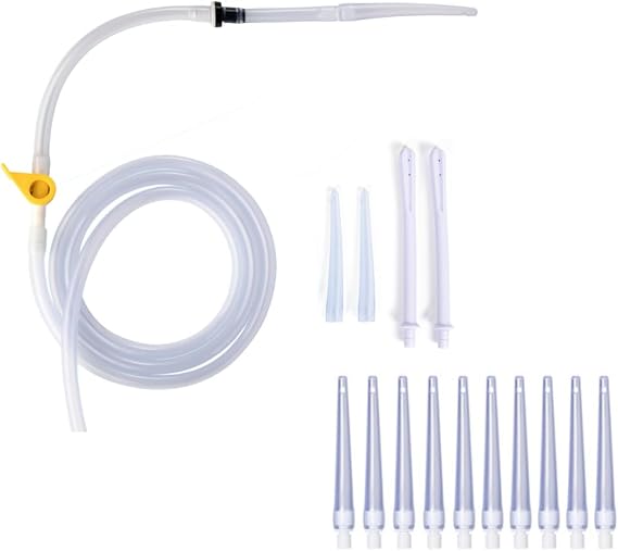 PE Premium Enema Replacement Silicone Hose for Enema Bucket/Bag with 10 Pack Tips - Silicone Enema Tubing with Colon Cleansing Accessories, Including Tip, Connector, Non-Return Valve and Stopcock Tap.