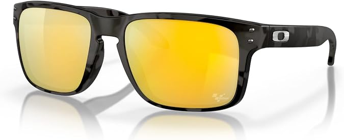 Oakley Men's OO9102 Holbrook Square Sunglasses, Matte Black Tortoise/Prizm 24K Polarized, 57 mm