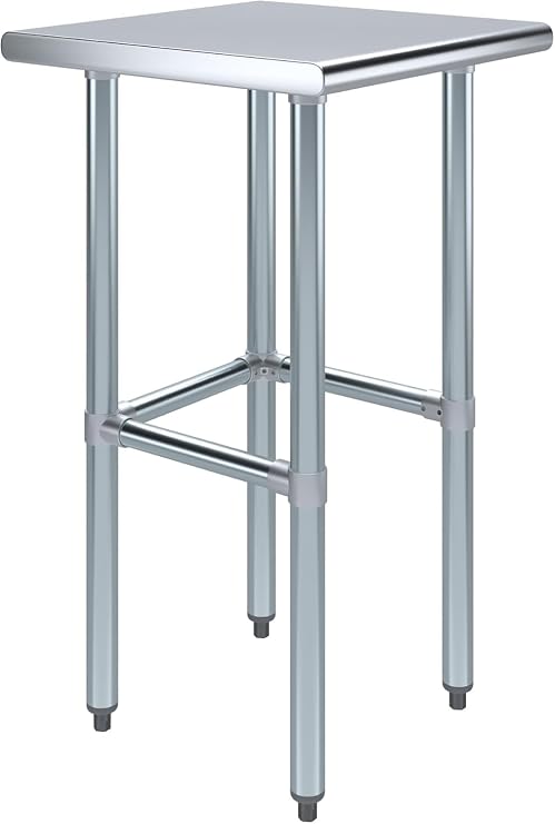 20" x 20" Open Base Stainless Steel Work Table NSF Certified Compact Commercial Utility Table with Galvanized Legs for Kitchens, Labs & Food Trucks