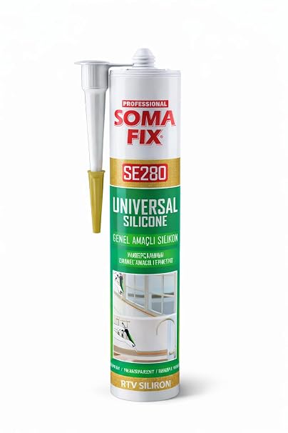 Soma Fix SE280 Genel Amaçlı Silikon 280ml - Şeffaf Silikon - Mutfak, Banyo ve Genel Sızdırmazlık İçin Yüksek Yapışma Performanslı Universal Mastik
