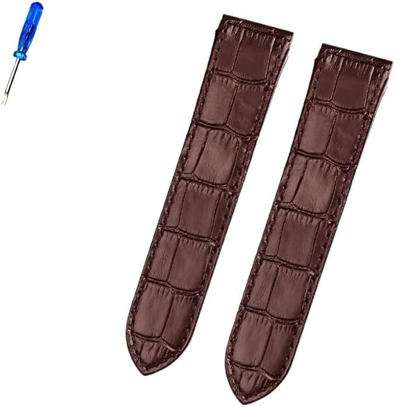 Premium Leather Strap Accessories for Cartier Santos 100 Men and Women Leather Strap 20mm 23mm (Color : Brown no Buckle, Size : 20mm)