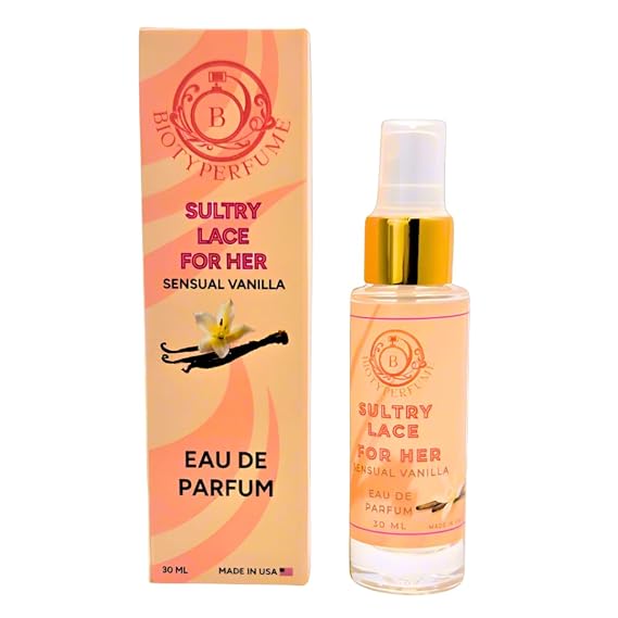 Biotyperfume Sultry Lace For Her: Sensual Vanilla + Amber & Pheromone. Long-lasting, warm, sweet, mood-boosting, comforting scent + essential oil (30ml)