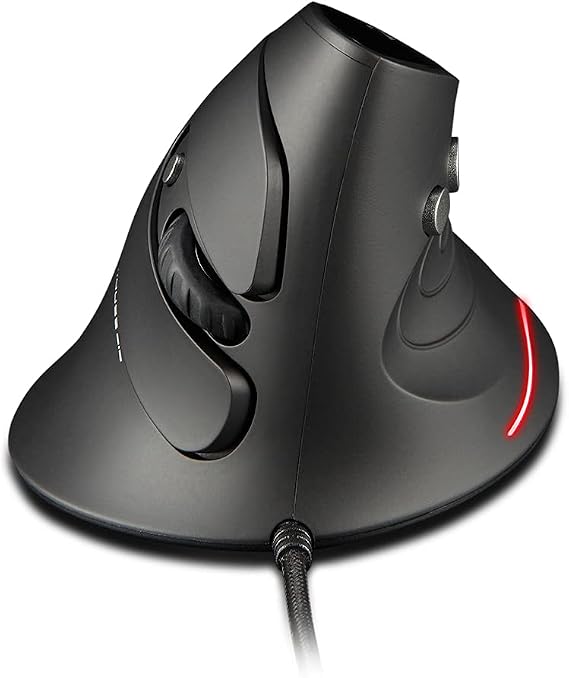 zelotes Wired Vertical Mouse,3200DPI,6 Buttons,Removable Wrist Rest,Ergonomic Design,LED Illumination,USB Optical Mouse for Laptop,PC,Mac,Black