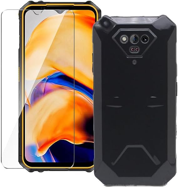 Case for Ulefone Armor X13 + Glass Screen Protector Tempered Film - Transparent Silicone Soft Flexible Bumper Shockproof TPU Protective Cover Shell for Ulefone Armor X13 (Black)