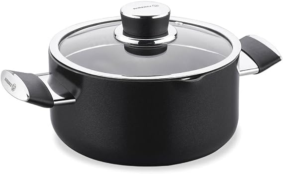 Korkmaz Lena Ceramic Low Dutch Oven with Glass Lid, High-Performance Cookware, 6.75 Quart