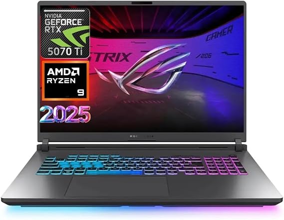 ASUS Latest 2026 ROG Strix G16 Gaming Laptop, 16" FHD 165Hz Display, 16-Core AMD Ryzen 9 8940HX, RTX 5070 Ti, 16GB RAM, 1TB SSD, Eclipse Grey