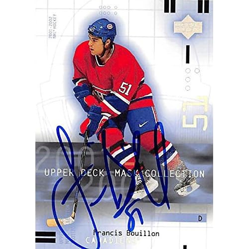 Sports Memorabilia Autograph Warehouse 224103 Francis Bouillon Autographed Hockey Card - Montreal Canadiens 2002 Upper Deck - No. 51