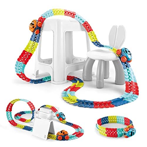 230 pcs Car Track Set Race Toys for Kids Christmas Boys Kids Birthday Toys, Flexible Changeable Magic Race Car Track for 3 4 5 6 7 8 9 10 12Year Old Boys Girls