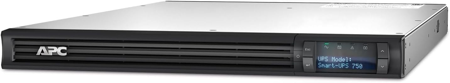 APC Smart-UPS, SMT750RM1U 1U Rack Back-UPS, 750 VA Backup Battery Power Supply, 4 x NEMA 5-15R, AVR, LCD Screen Bundled with 16GB USB Storage