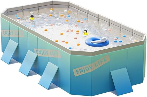 Vinyl Pool, Non-Inflatable Pool, Large Size, For Children, For Household, Rectangle, Foldable, Convenient Storage, Fast Open for 1 Second, No Assembly Required, Easy Storage, Friction