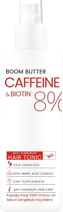 BOOM BUTTER Caffeine Biotine Yavaş Uzayan Kepeklenen Saçlar için Tonik 150 ML