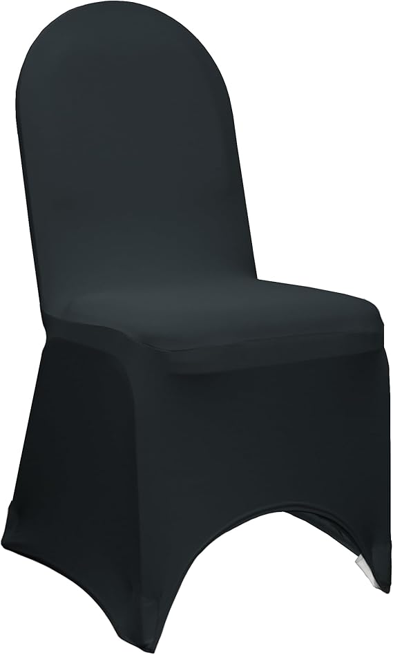 YOUR CHAIR COVERS - 6 Pack Stretch Spandex Banquet Chair Covers - Black, Wedding Slip, Premium Quality
