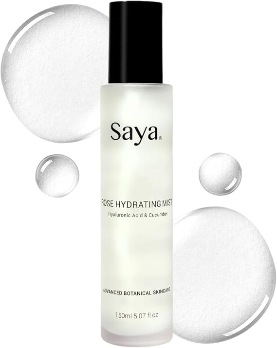Saya Rose Toning Face Mist Luxurious Facial Toner Anti Aging Delivers Intense Hydration, Soothing Visibly Plumps, Minimize Blemishes, Pores with Hyaluronic Acid, Aloe Vera, Rose Water 150ml