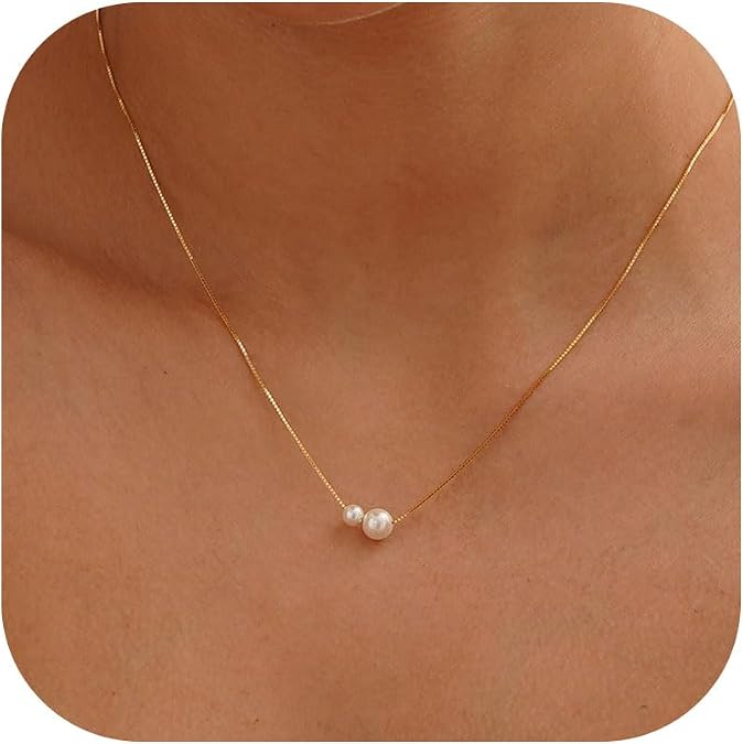 BAYLAY 18K Gold Plated Pearl Necklace for Women - Layered Trendy Gold Jewelry Gifts