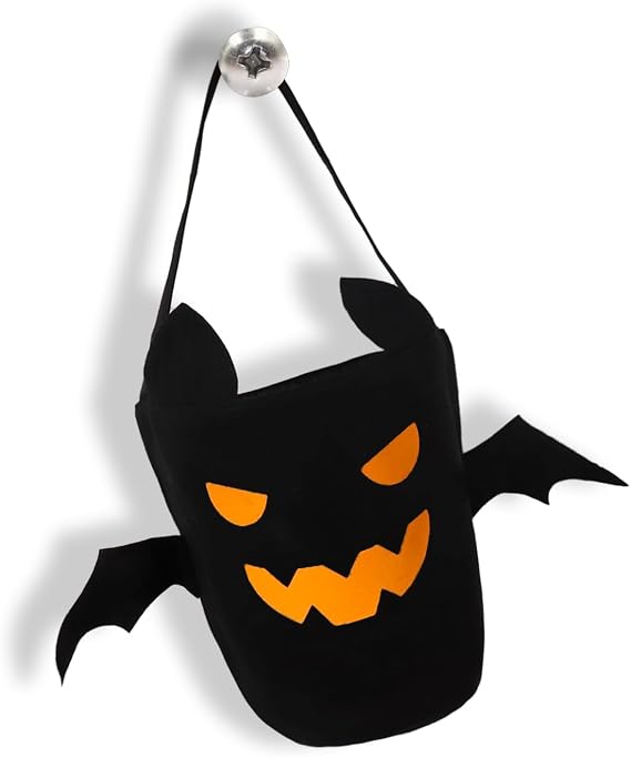 Halloween Bucket for Trick or Treat for Kids,Bat Candy Spooky Basket Multipurpose Portable Reusable Goody Bucket