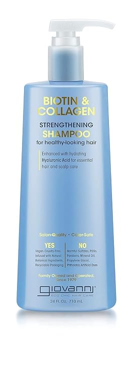 GIOVANNI Biotin & Collagen Shampoo, Strengthening Shampoo, Vegan, 24 oz