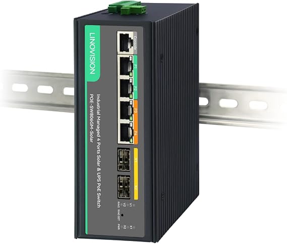 LINOVISION Solar Managed PoE Switch Built-in MPPT Solar Charge Controller