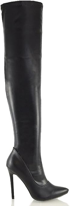 ESSEX GLAM Womens Over The Knee Thigh High Stiletto Heel Ladies Stretch Calf Boots Size 3-8