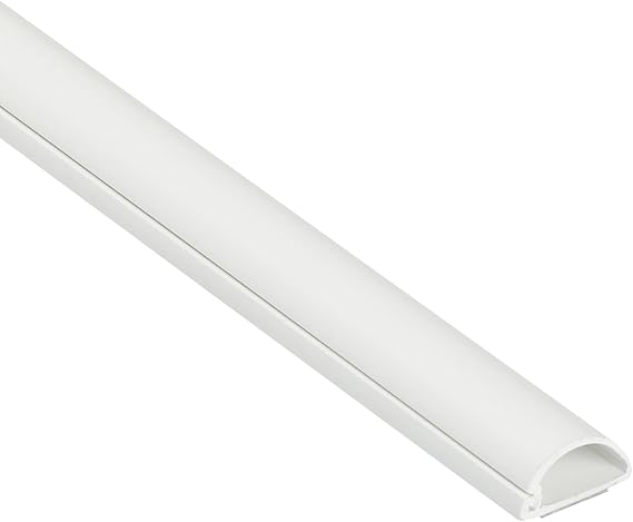 D-Line Half Round Cord Hider, Patented Cable Cover, Hide TV Wall Mount Wires, Raceway for Cords, Decorative Wire Covers, Paintable, Adhesive Cable Concealer, 1x 0.78in W x 0.39in H x 39in L,White