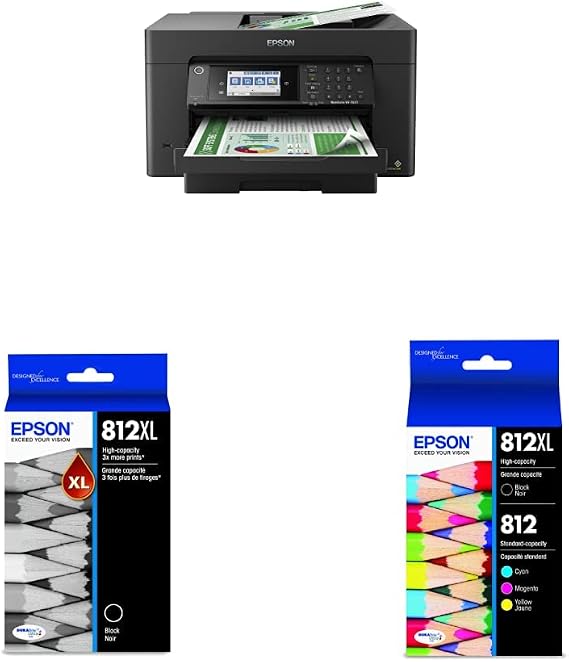 Epson Workforce Pro WF-7820 Wireless All-in-One Wide-Format Printer & EPSON T812 DURABrite Ultra Ink High Capacity Black Cartridge (T812XL120-S) T812 DURABrite Ultra Ink High Capacity Black