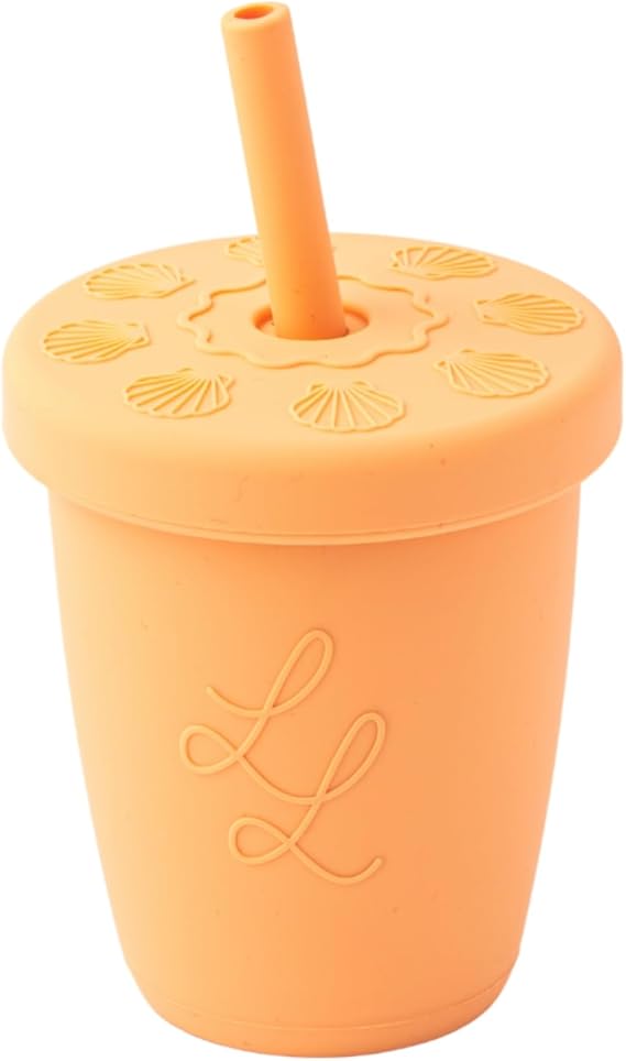 Weighted Silicone Straw Cup for Toddlers - Peach