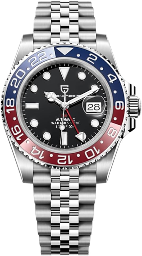 Pagani Design GMT Men's 40 mm Automatic Watch Sapphire Glass Stainless Steel 100 m Water Resistance Analogue Watch Mechanical Watches Gift Watch for Men