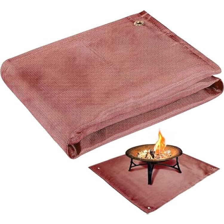 Fire Pit Mat - 37.8x39.4in Fireproof Blanket for Under Fire Pit, Compatible with Solo Stove, Heat Resistant Rug for Outside Indoor Wooden Deck Grass Lawn Protection - Brown