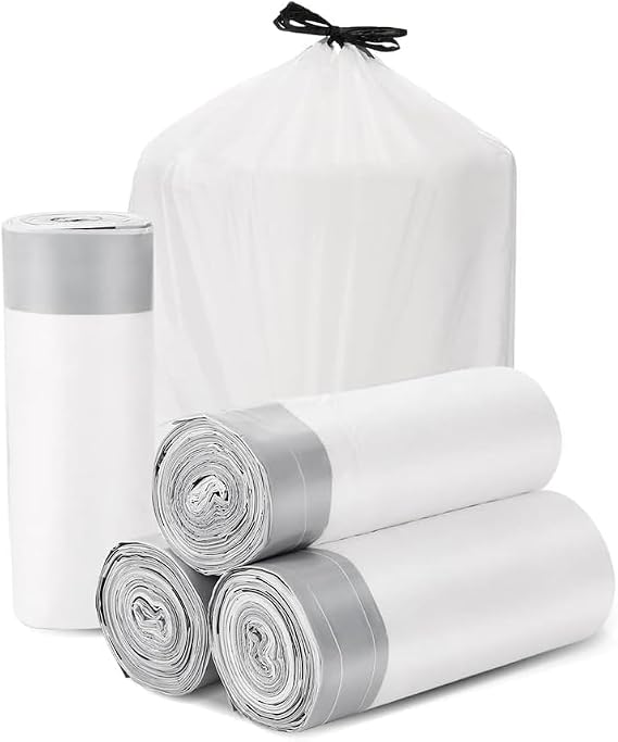 Drawstring Trash Bags, 13 Gallon, Unscented,Kitchen, bedroom, bathroom, office, household garbage bags 100 Count