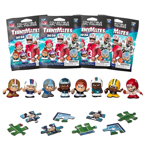 Teenymates Party Animal Series 14 2025 NFL Figures Blind Bags Gift Set Party Bundle - 4 Pack - 8 Figures Total