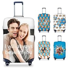 Custom Photo Luggage Cover - Personalized Suitcase Protector Design Your Photo Name Text Face Double Sided Washable Travel Baggage Protector Cover (Image)