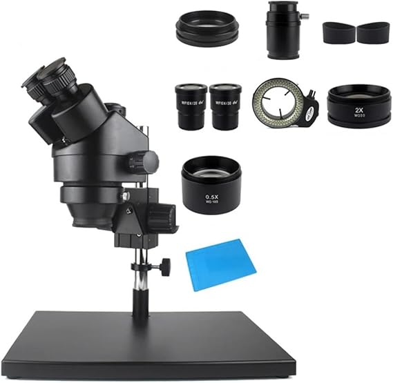 Microscope Accessories Kit for Phone PCB Soldering Repair Lab Industrial 7X 45X Simul-Focal Trinocular Stereo Microscope USB Digital 1080P VGA HDMI Camera Microscope Slides(Black,3.5X-90X)