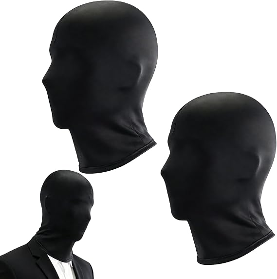2 Pack Black Face Mask Ghostface Mask, Full Face Cover Black Masks, Elastic Full Head Cover Masks Hood, Faceless Morph Mask For Halloween Party Costume Unisex Women Men Adult