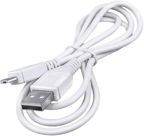 3.3ft White Micro USB Cable PC Laptop 5V DC Charging Charger Power Cord for Suaoki K12 8000mAh 300A Peak T3 T10 D21 G7 Portable Car Jump Starter Power Bank Portable Battery Booster